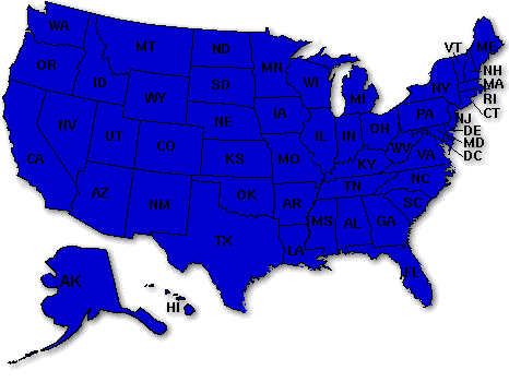 Real Estate Appraiser Map  of Appraisers States